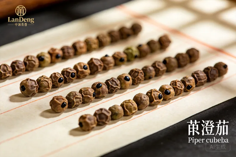 Raw Cubeb (Piper cubeba) material, editorial still life