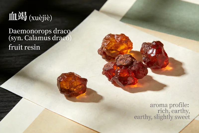 Raw Dragon's Blood (Daemonorops draco (syn. Calamus draco) — the fruit resin) material, editorial still life