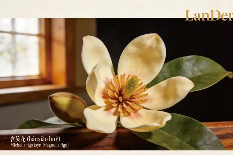 Raw Banana Shrub (Michelia figo (syn. Magnolia figo)) material, editorial still life