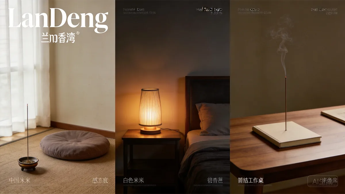 Three calm scenes of incense use: meditation, evening rest, and a work desk.